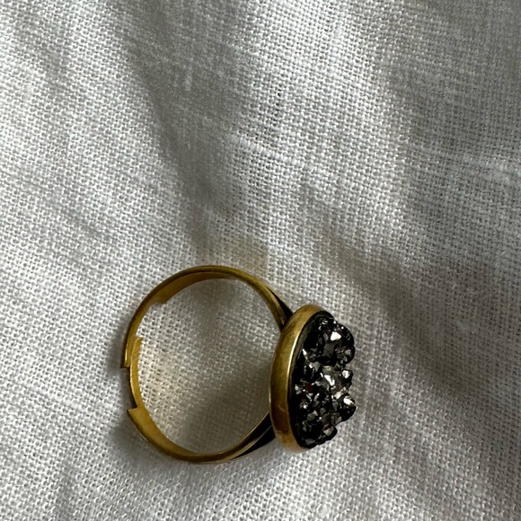 Black Druzy Adjustable Ring - Picture 3 of 3